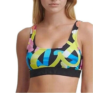 DKNY Grafitti Printed Logo Band Swimsuit Top Size Medium